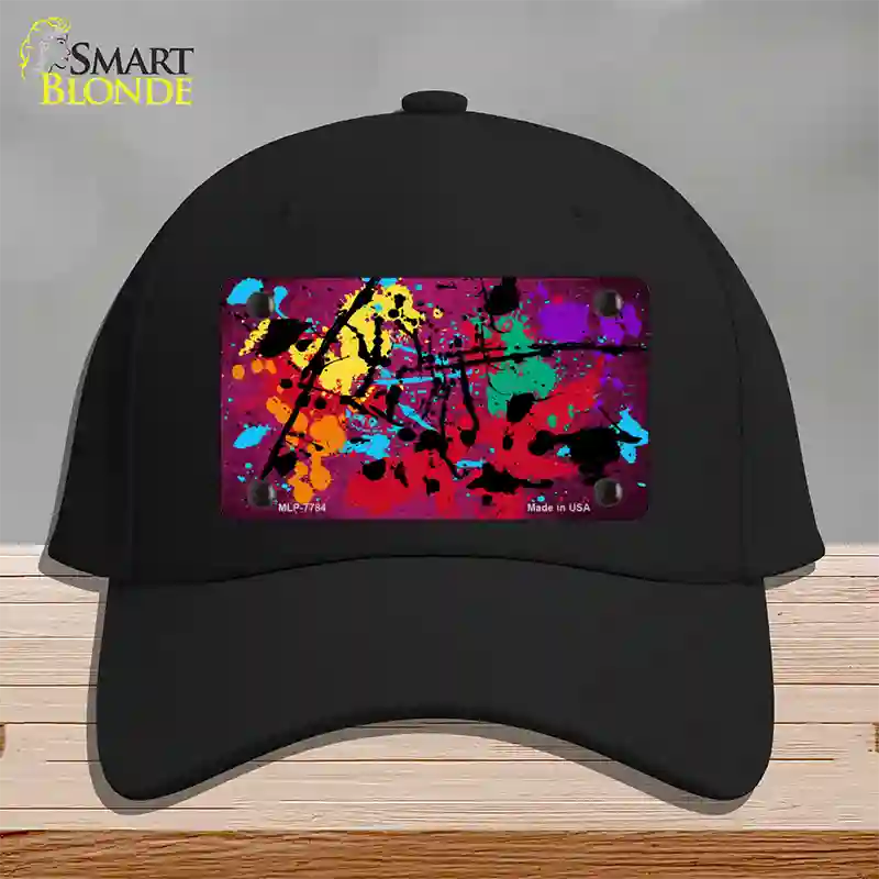 Pink Splatter Oil Rubbed Novelty License Plate Hat Cotton / Black