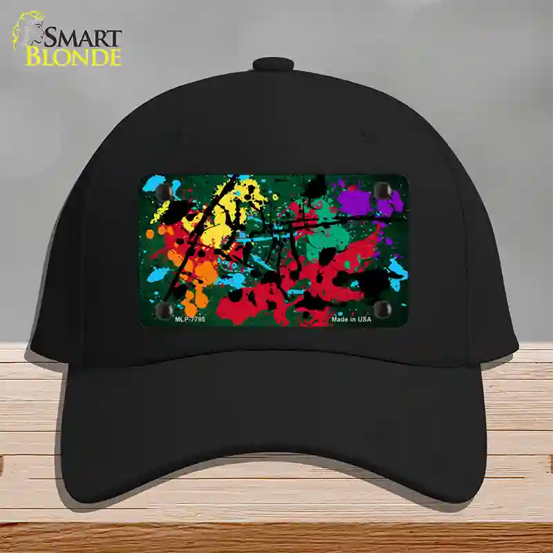 Green Splatter Oil Rubbed Novelty License Plate Hat Cotton / Black