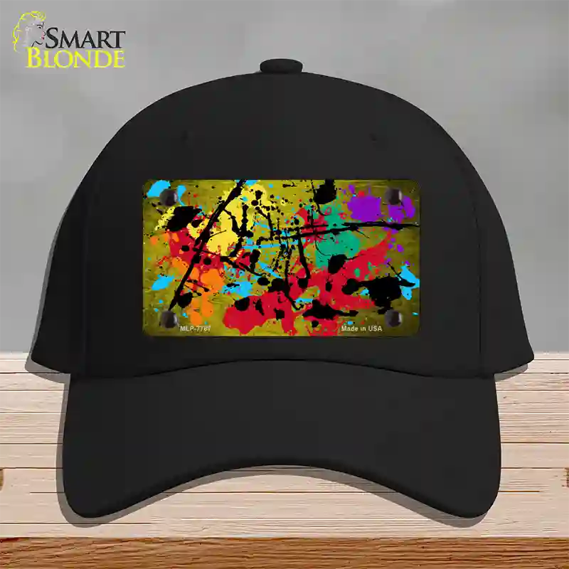 Yellow Splatter Oil Rubbed Novelty License Plate Hat Cotton / Black