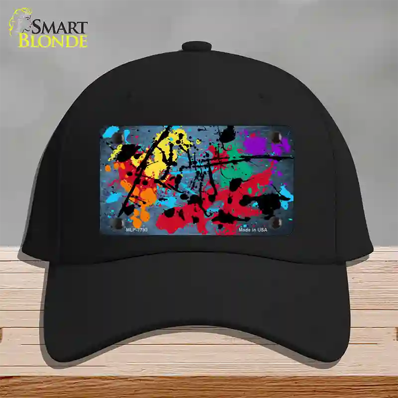 Light Blue Splatter Oil Rubbed Novelty License Plate Hat Cotton / Black