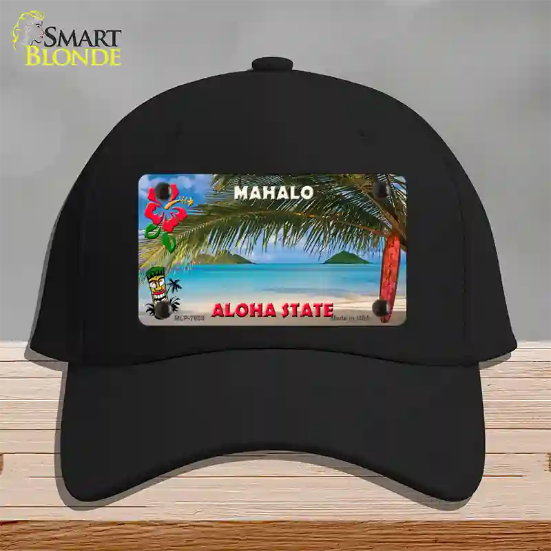 Blank Mahalo Hawaii State Novelty License Plate Hat Cotton / Black