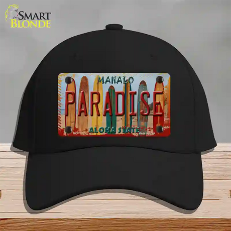 Paradise Surfboards Hawaii State Novelty License Plate Hat Cotton / Black