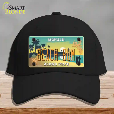 Beach Bum Hawaii Pineapple Novelty License Plate Hat Cotton / Black