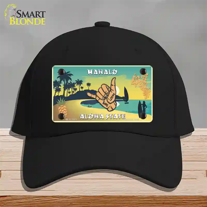 Hang Loose Hawaii Pineapple Novelty License Plate Hat Cotton / Black