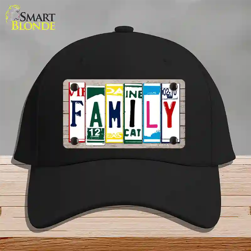 Family License Plate Art Wood Novelty License Plate Hat Cotton / Black