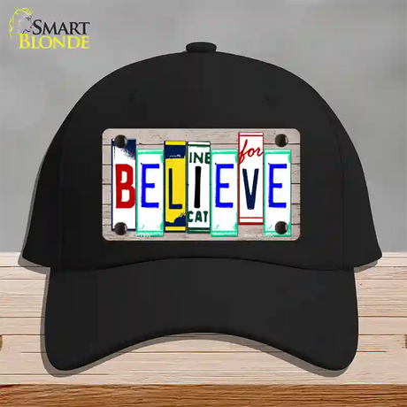 Believe License Plate Art Wood Novelty License Plate Hat Cotton / Black