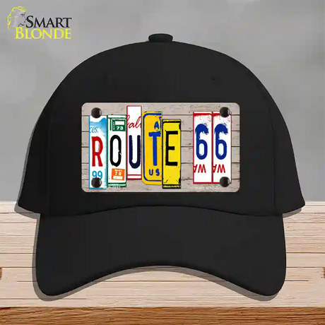 Route 66 License Plate Art Wood Novelty License Plate Hat Cotton / Black