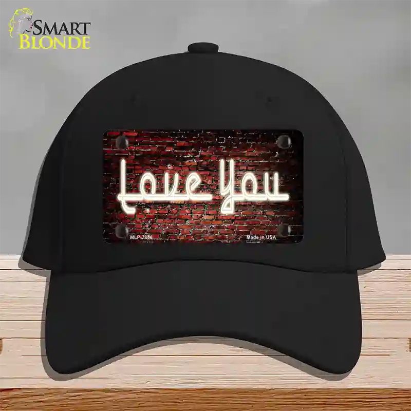 Love You On Brick Wall Novelty License Plate Hat Cotton / Black