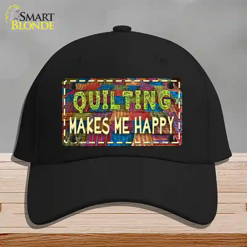 Quilting Makes Me Happy Novelty License Plate Hat Cotton / Black