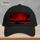 Sunset Red Novelty License Plate Hat Cotton / Black