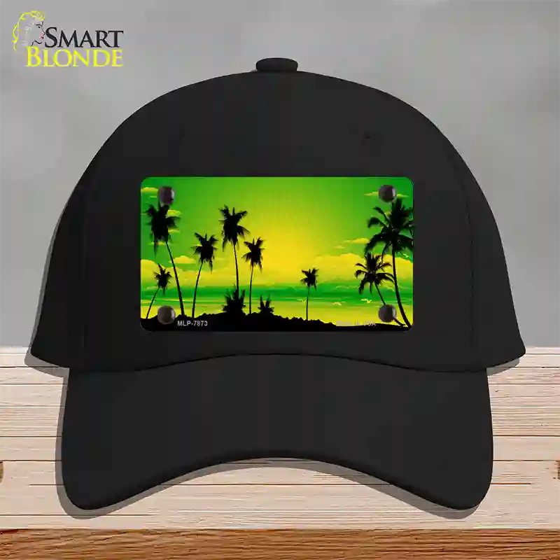 Sunset Yellow Green Novelty License Plate Hat Cotton / Black