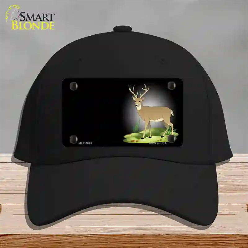 Deer Offset Novelty License Plate Hat Cotton / Black