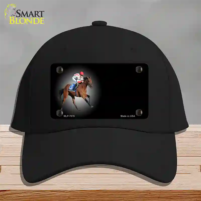 Horse Racing Offset Novelty License Plate Hat Cotton / Black