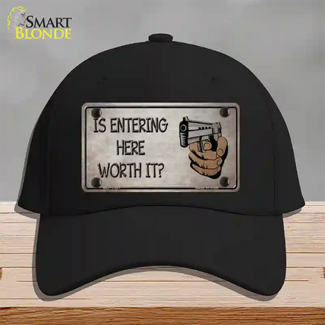 Entering Worth It Novelty License Plate Hat Cotton / Black