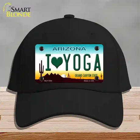 I Love Yoga Novelty License Plate Hat Cotton / Black