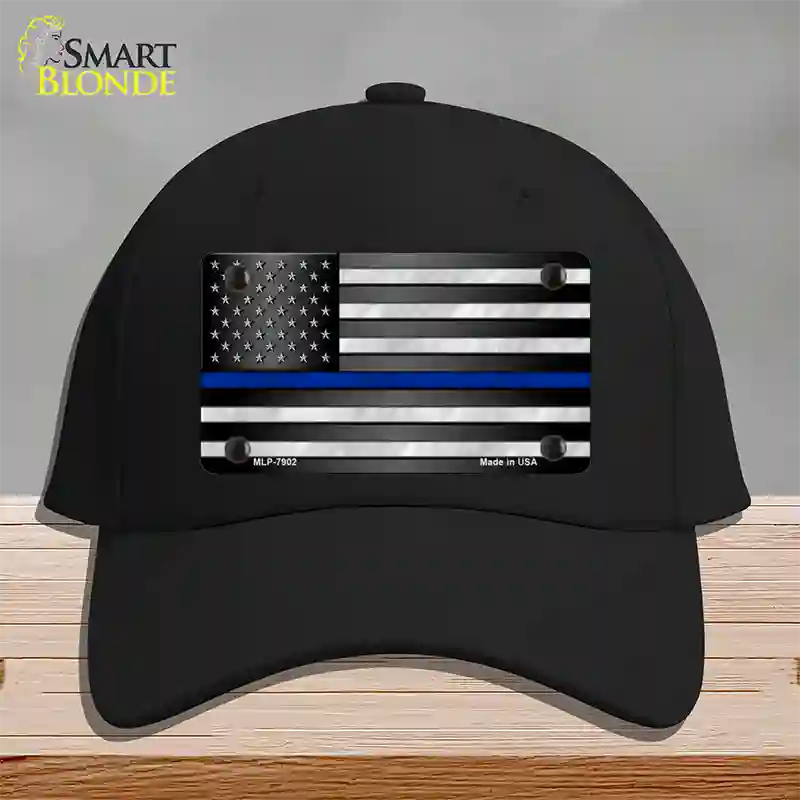 American Flag Thin Blue Line Novelty License Plate Hat Cotton / Black