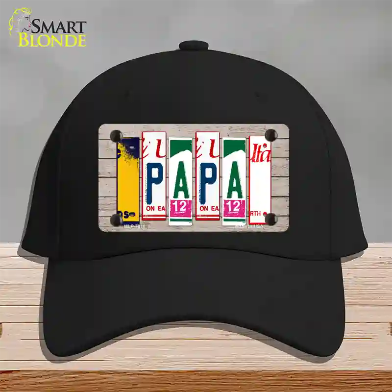 Papa Wood License Plate Art Novelty License Plate Hat Cotton / Black