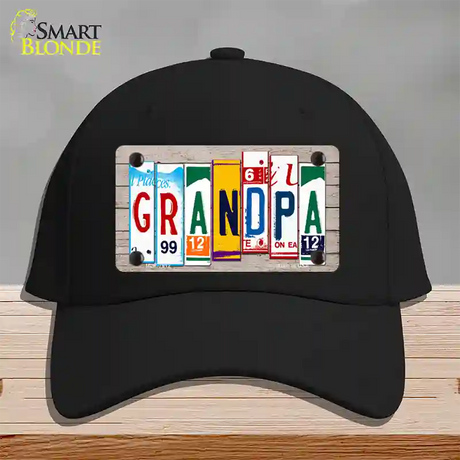 Grandpa Wood License Plate Art Novelty License Plate Hat Cotton / Black