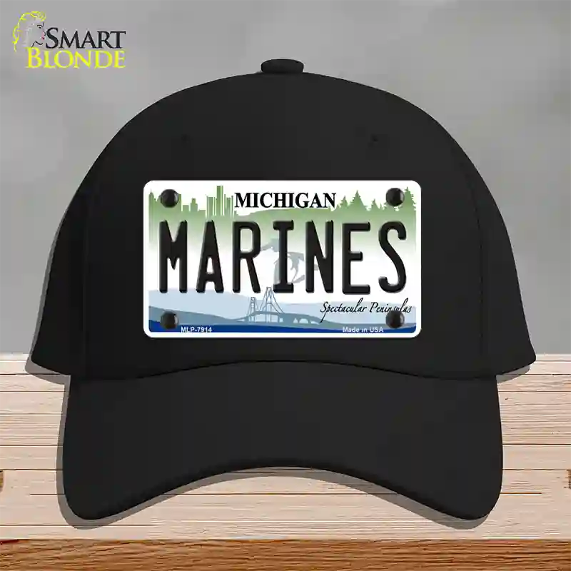 Marines Michigan Novelty License Plate Hat Cotton / Black