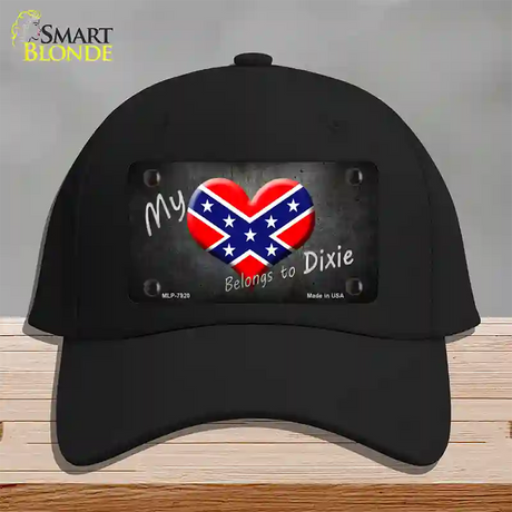 Heart Belongs To Dixie Novelty License Plate Hat Cotton / Black