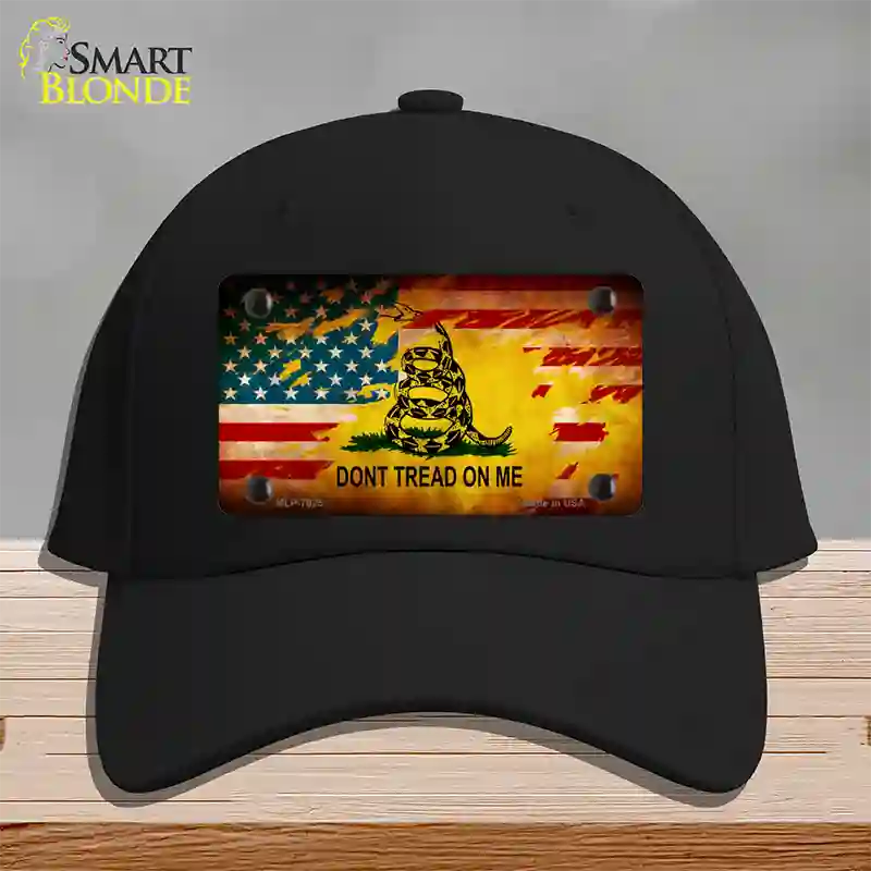 Dont Tread On Me US Flag Novelty License Plate Hat Cotton / Black