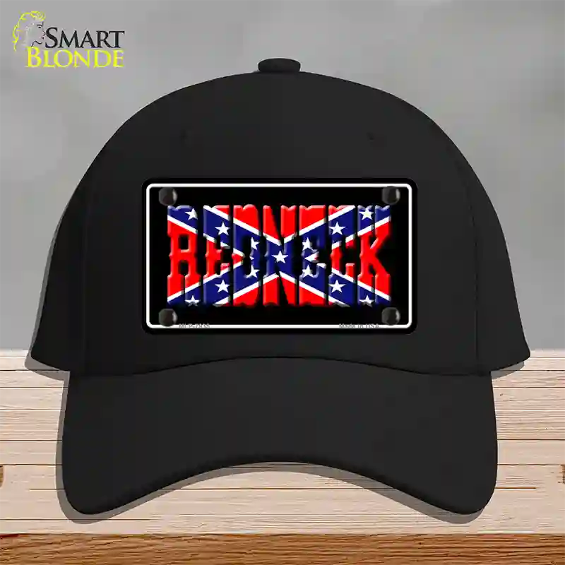 Redneck Confederate Flag Black Novelty License Plate Hat Cotton / Black