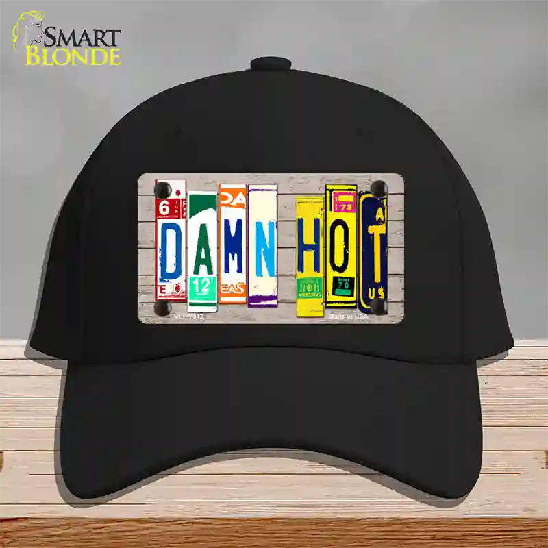 Damn Hot Wood License Plate Art Novelty License Plate Hat Cotton / Black