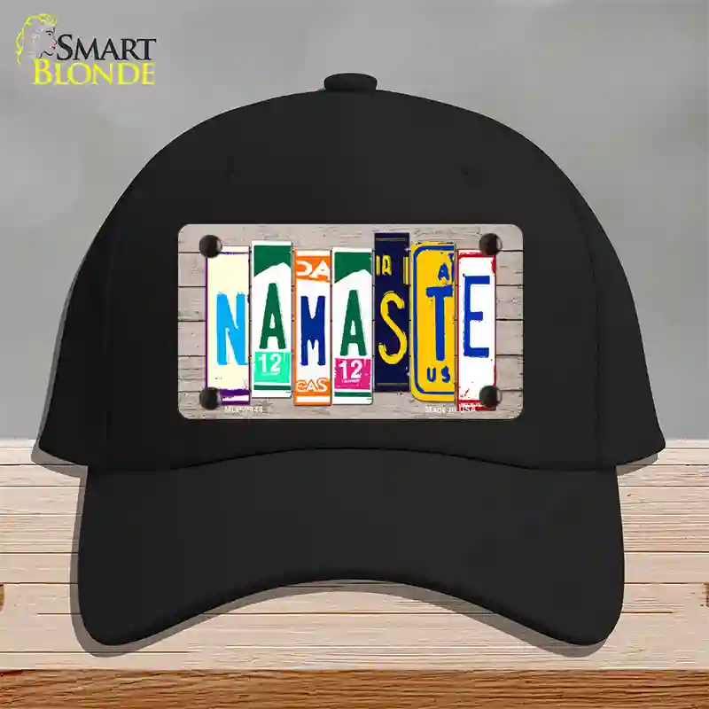 Namaste Wood License Plate Art Novelty License Plate Hat Cotton / Black