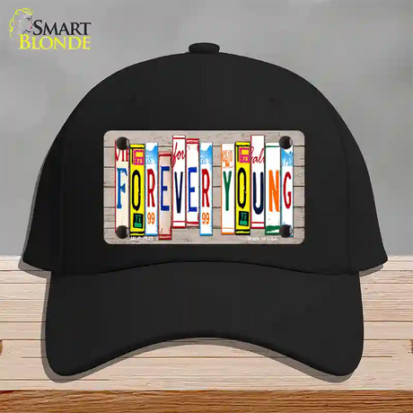 Forever Young Wood License Plate Art Novelty License Plate Hat Cotton / Black