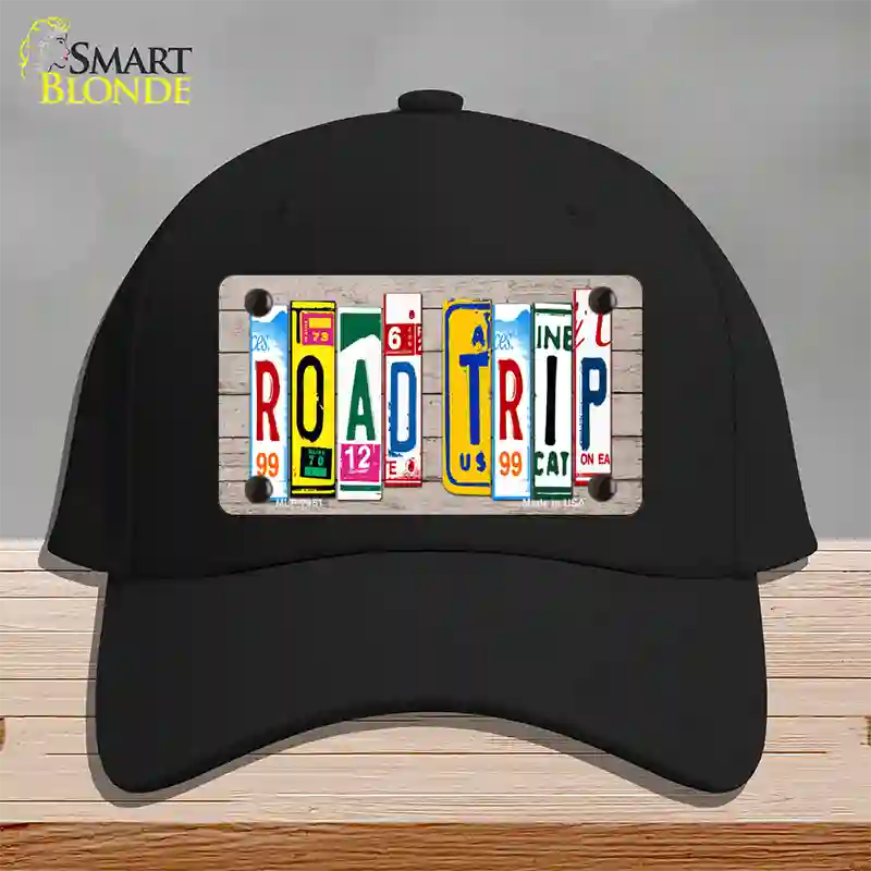 Road Trip Wood License Plate Art Novelty License Plate Hat Cotton / Black