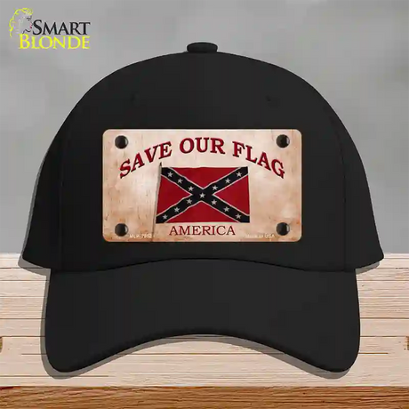 Save Our Flag Confederate Novelty License Plate Hat Cotton / Black