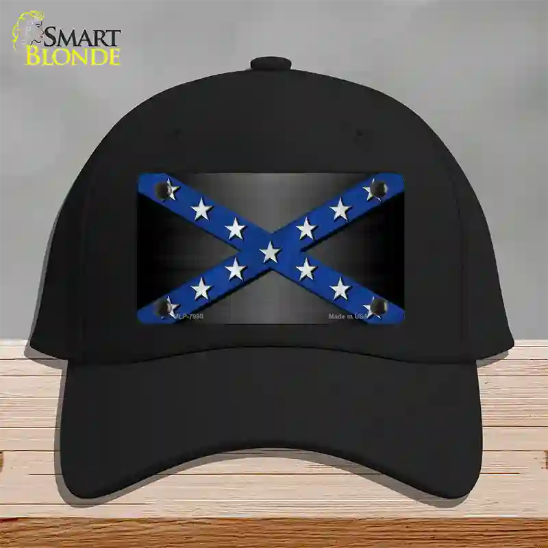 Confederate Stripes Blue Novelty License Plate Hat Cotton / Black