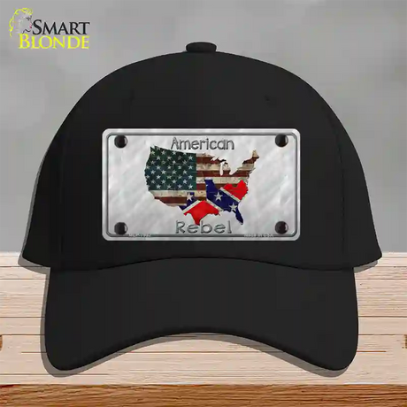 American Rebel Map Novelty License Plate Hat Cotton / Black