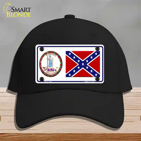 Confederate Flag Virginia Seal Novelty License Plate Hat Cotton / Black