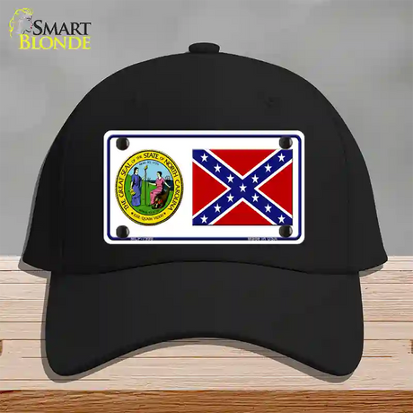 Confederate Flag North Carolina Seal Novelty License Plate Hat Cotton / Black