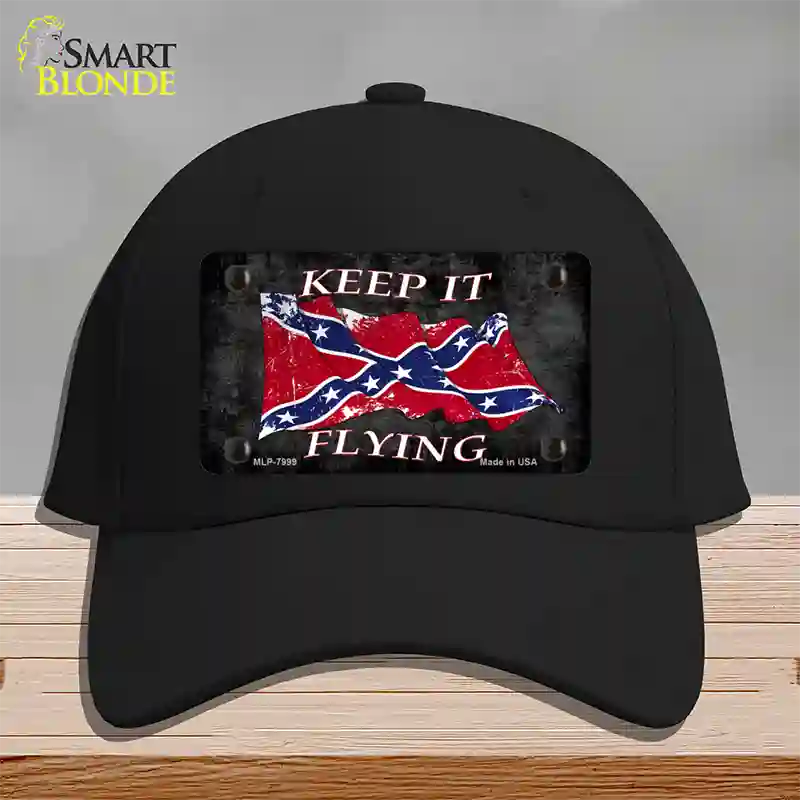 Confederate Keep It Flying Novelty License Plate Hat Cotton / Black