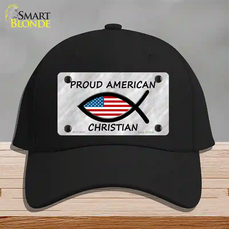 Proud American Christian Novelty License Plate Hat Cotton / Black