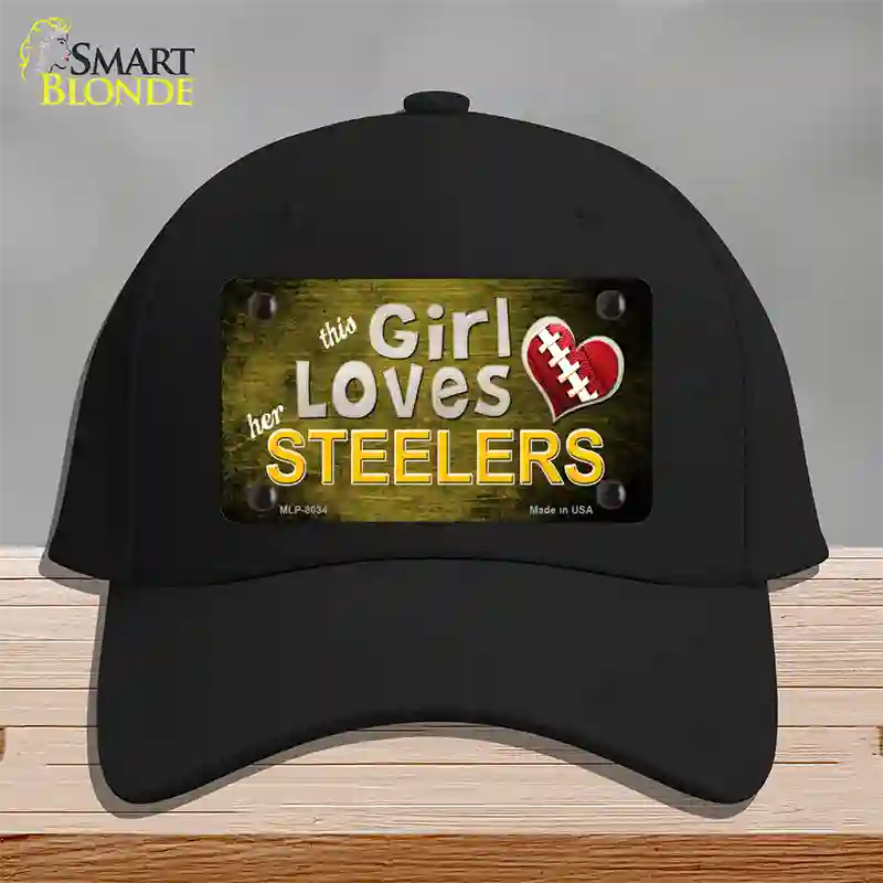 This Girl Loves Her Steelers Novelty License Plate Hat Cotton / Black