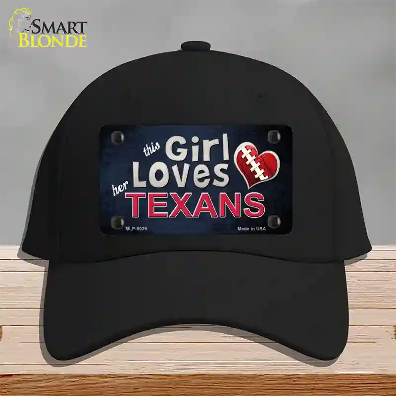 This Girl Loves Her Texans Novelty License Plate Hat Cotton / Black