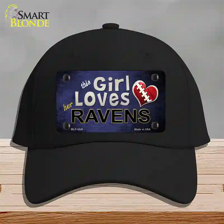 This Girl Loves Her Ravens Novelty License Plate Hat Cotton / Black