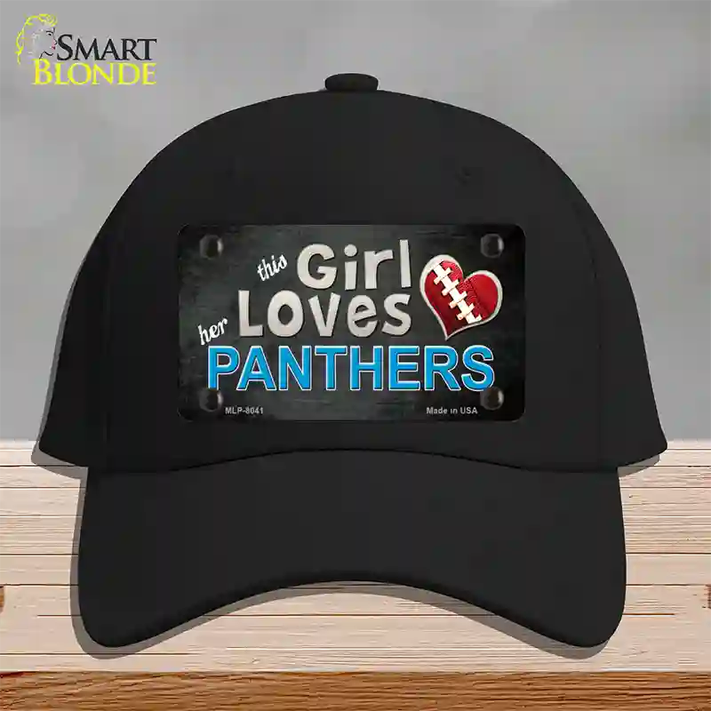 This Girl Loves Her Panthers Novelty License Plate Hat Cotton / Black