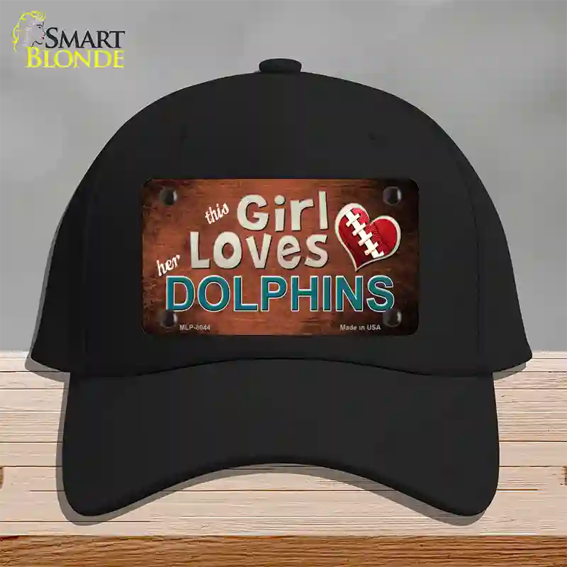 This Girl Loves Her Dolphins Novelty License Plate Hat Cotton / Black