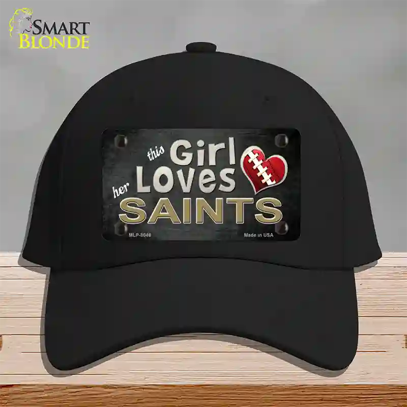 This Girl Loves Her Saints Novelty License Plate Hat Cotton / Black