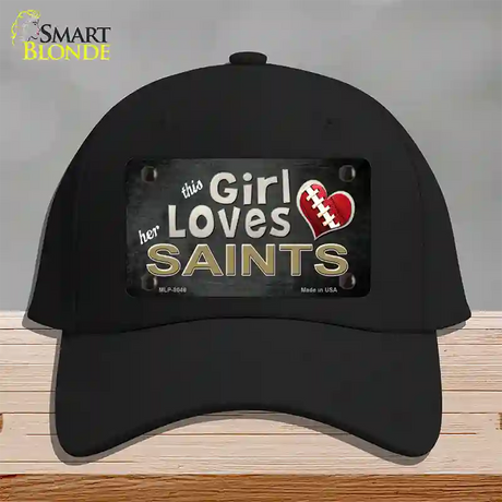 This Girl Loves Her Saints Novelty License Plate Hat Cotton / Black