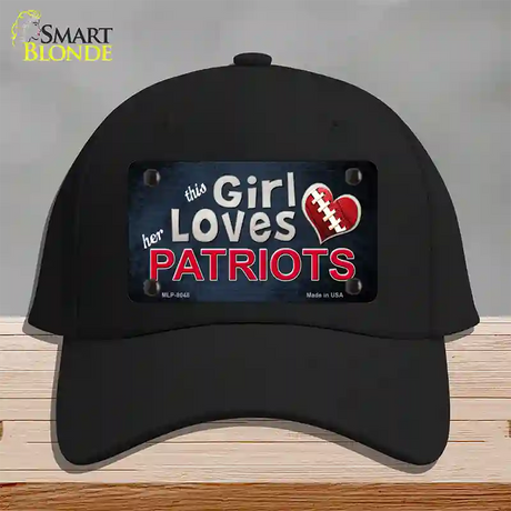 This Girl Loves Her Patriots Novelty License Plate Hat Cotton / Black