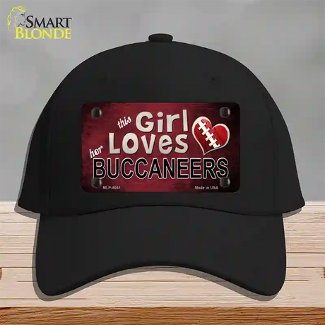 This Girl Loves Her Buccaneers Novelty License Plate Hat Cotton / Black