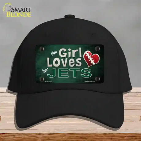 This Girl Loves Her Jets Novelty License Plate Hat Cotton / Black