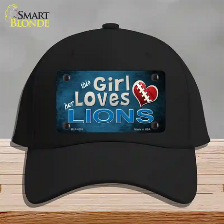 This Girl Loves Her Lions Novelty License Plate Hat Cotton / Black