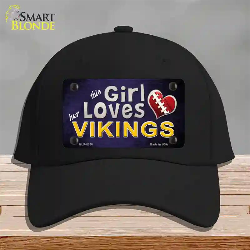 This Girl Loves Her Vikings Novelty License Plate Hat Cotton / Black