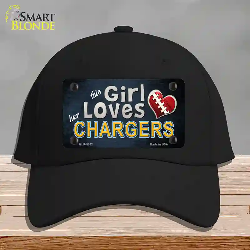 This Girl Loves Her Chargers Novelty License Plate Hat Cotton / Black